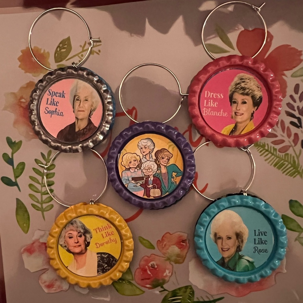 Golden Girls wine charm set